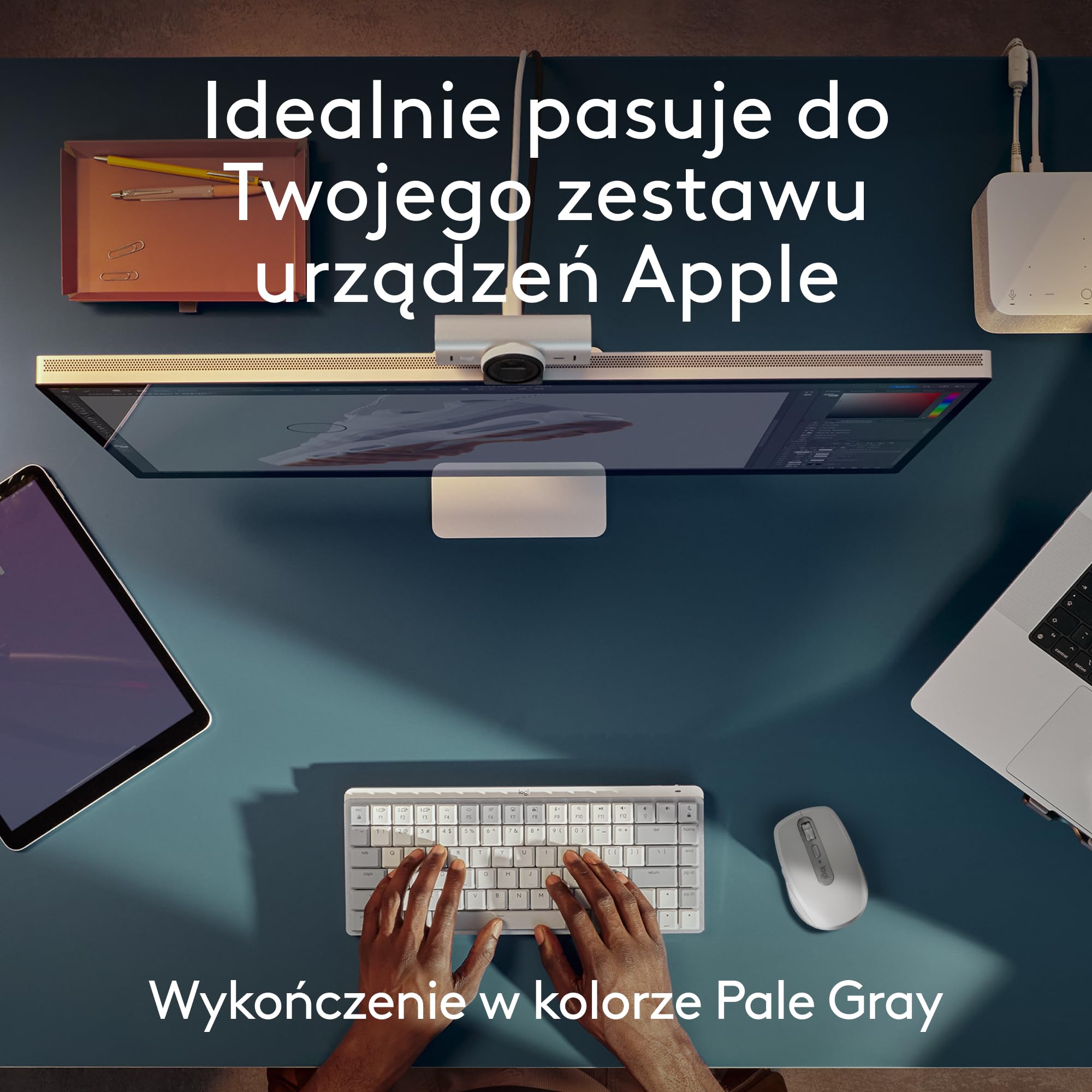Logitech MX Anywhere 3S for Mac, kompaktowa bezprzewodowa mysz Bluetooth, sensor 8K DPI działający na każdej powierzchni, ciche kliknięcia, USB C, mysz bezprzewodowa do MacBooka, iPada - Jasnoszara