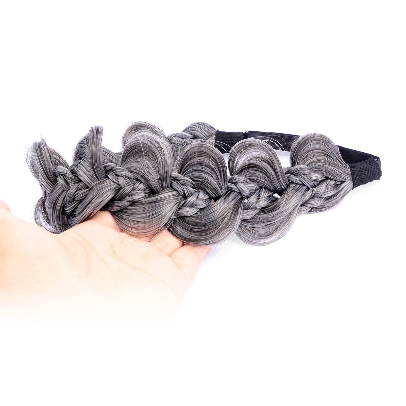 Gledola Bridal Hair Accessories Wide Kinky Fishtail Plaited Braids Headband Braided Synthetic Hair Elastic Stretch - Image 3