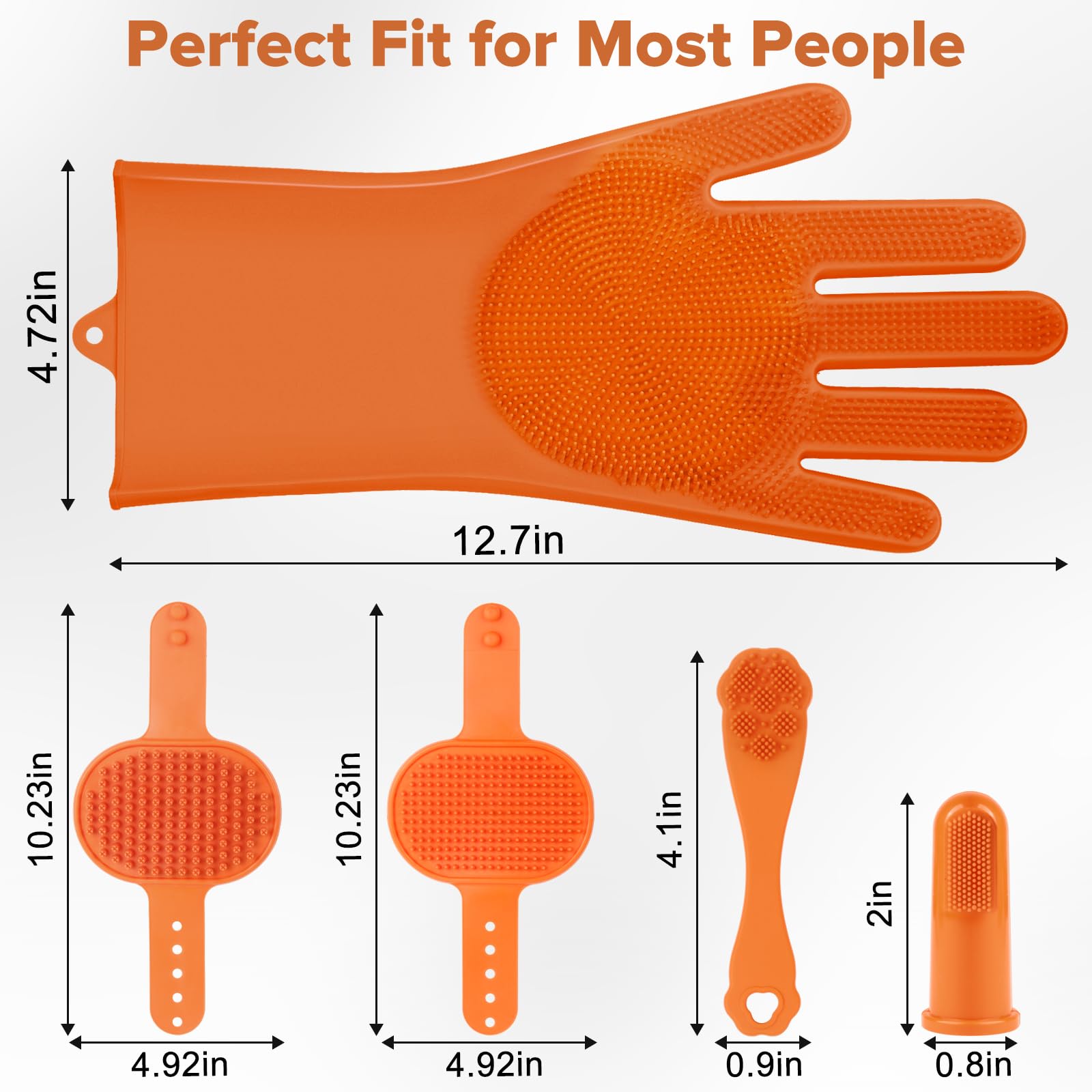 Augwind 6PCS Grooming & Bath Supplies for Dogs, Cats | Dog Washing Gloves | Dog Bath Brush | Dog Shower Brush | Pet Grooming Gloves | Dog Grooming kit | Pet Supplies for Showerhead & Sprayer (Orange) view 7