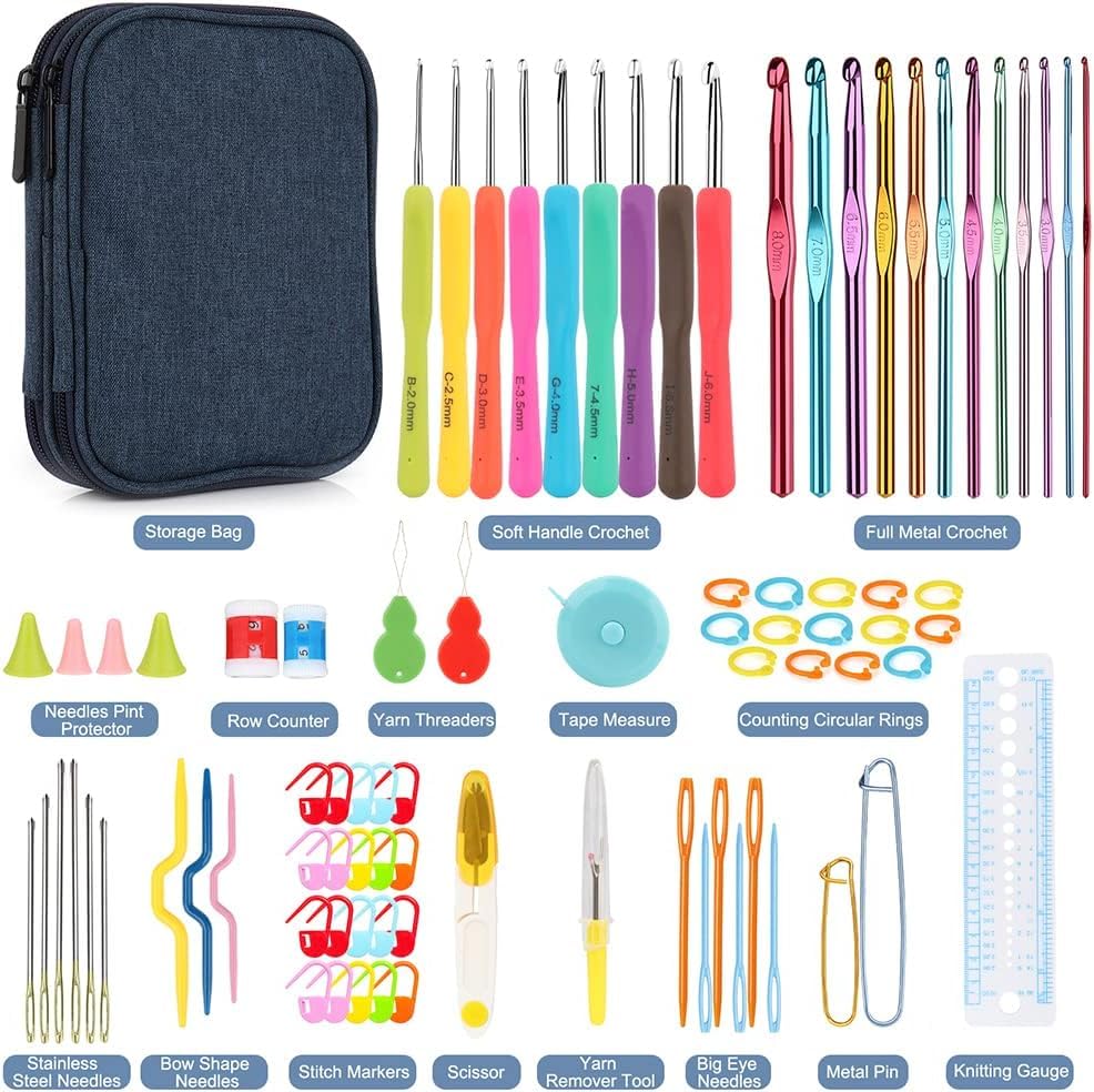 Image of Katech 85-Piece Crochet Hooks Set, Crochet Hook Kit with Storage Case, Ergonomic Knitting Needles Weave Yarn Kits DIY Hand Knitting Craft Art Tool for Beginners and Experienced Crochet Lovers