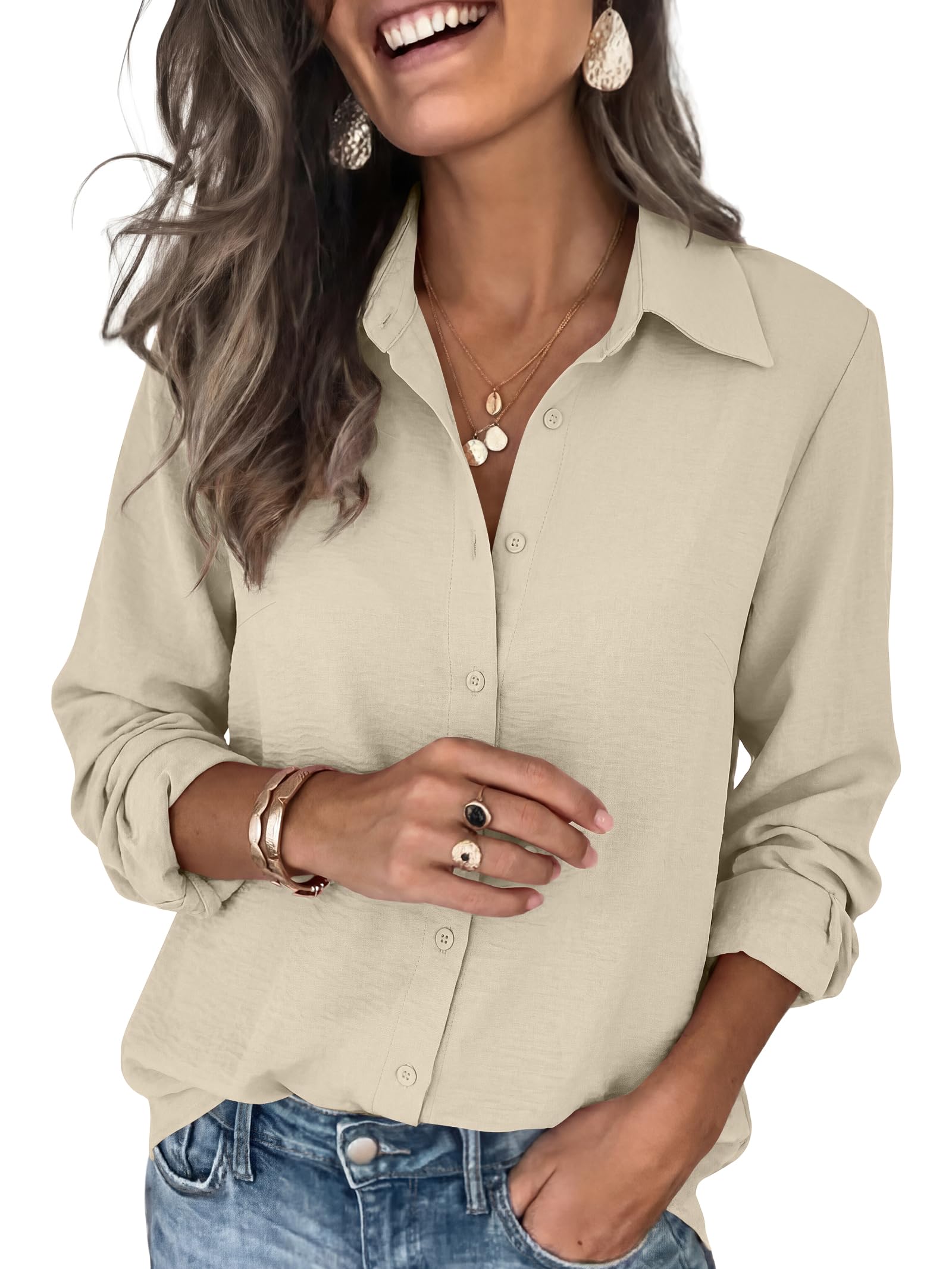 35% off ANRABESS Dressy Long Sleeve Button Down Shirts for Women
