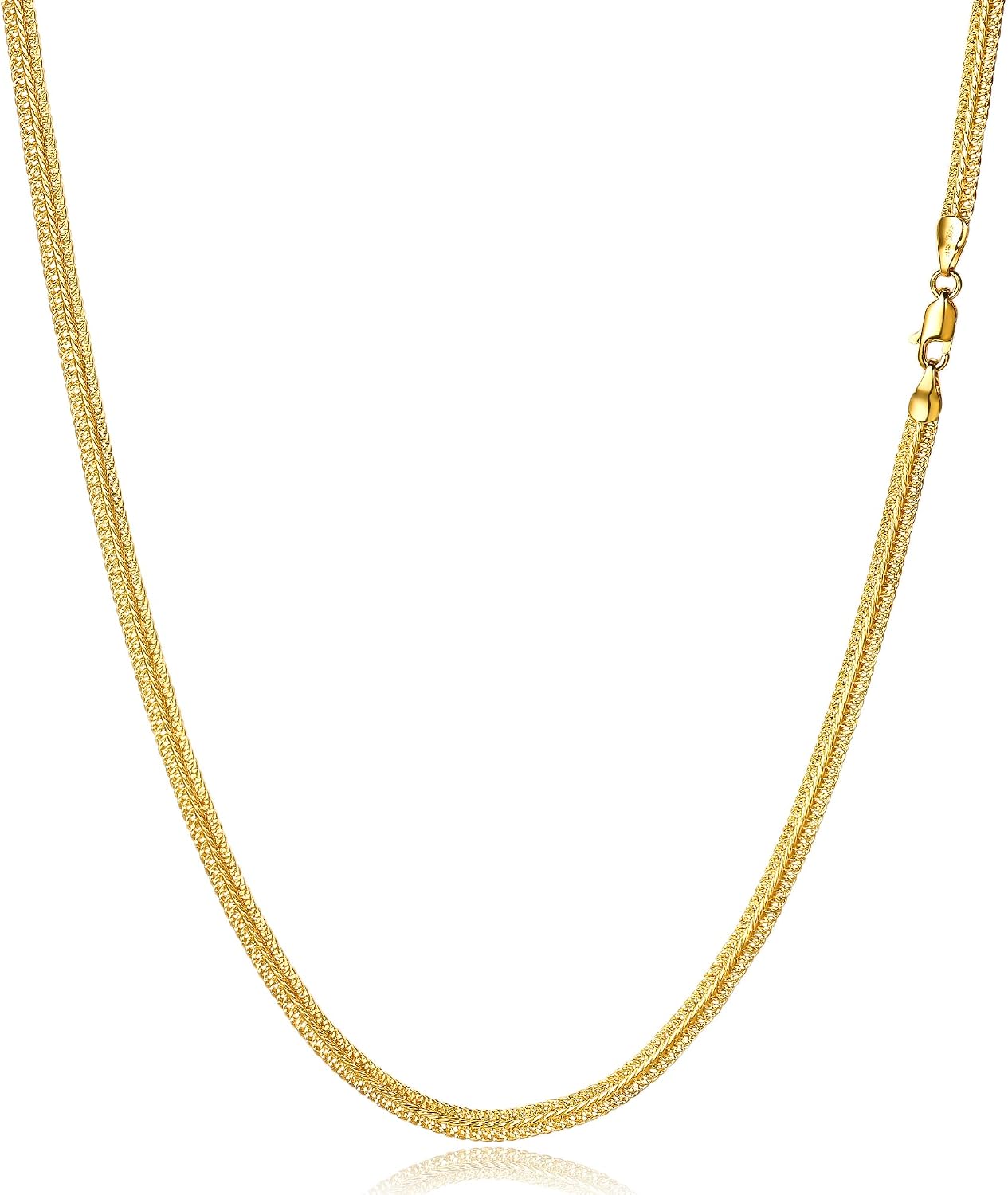 LUCA SMITH Gold Chains for Women & Men, 14K Gold Foxtail Chain Necklace Herringbone Chain Necklace Flat snake Chains 14K Gold Simple Layered Fashion Jewelry Gift for Women 18in 20in 22in 24in