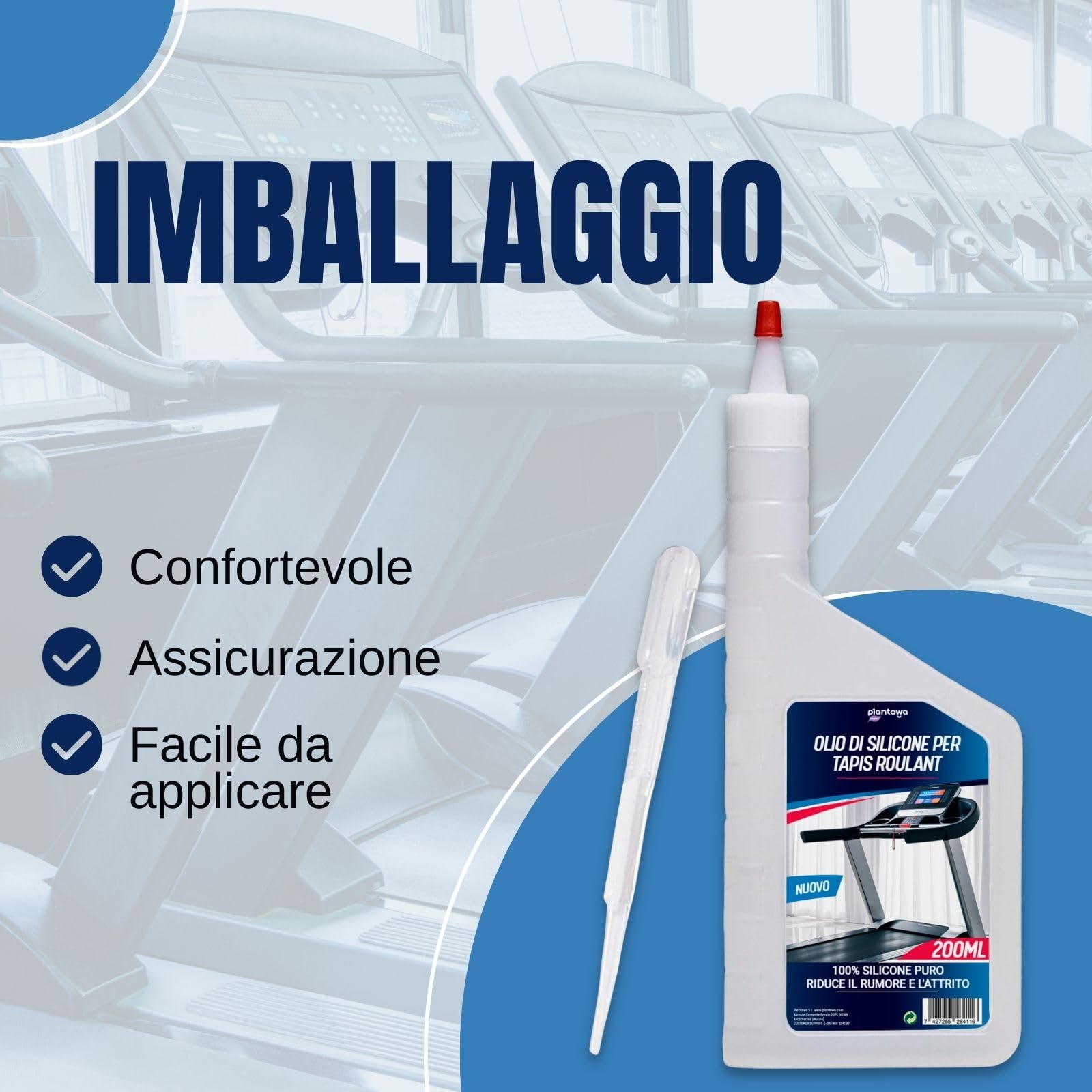 Olio Lubrificante Per Tapis Roulant - 200 Ml, Silicone Puro, Applicatore Preciso, Universale