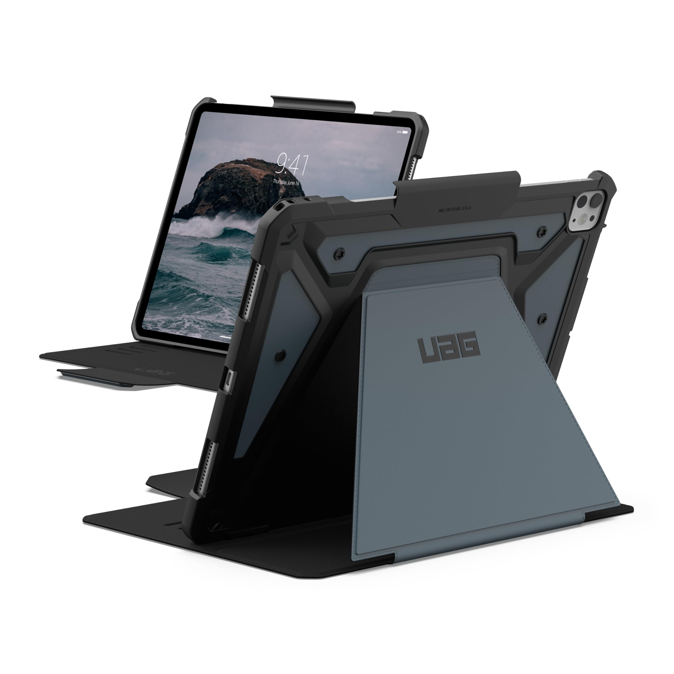UAG Metropolis SE for iPad Pro 13 inch case cover (2024) M4 with Pencil Holder and Adjustable Multi-Angle Viewing Stand - Cloud Blue