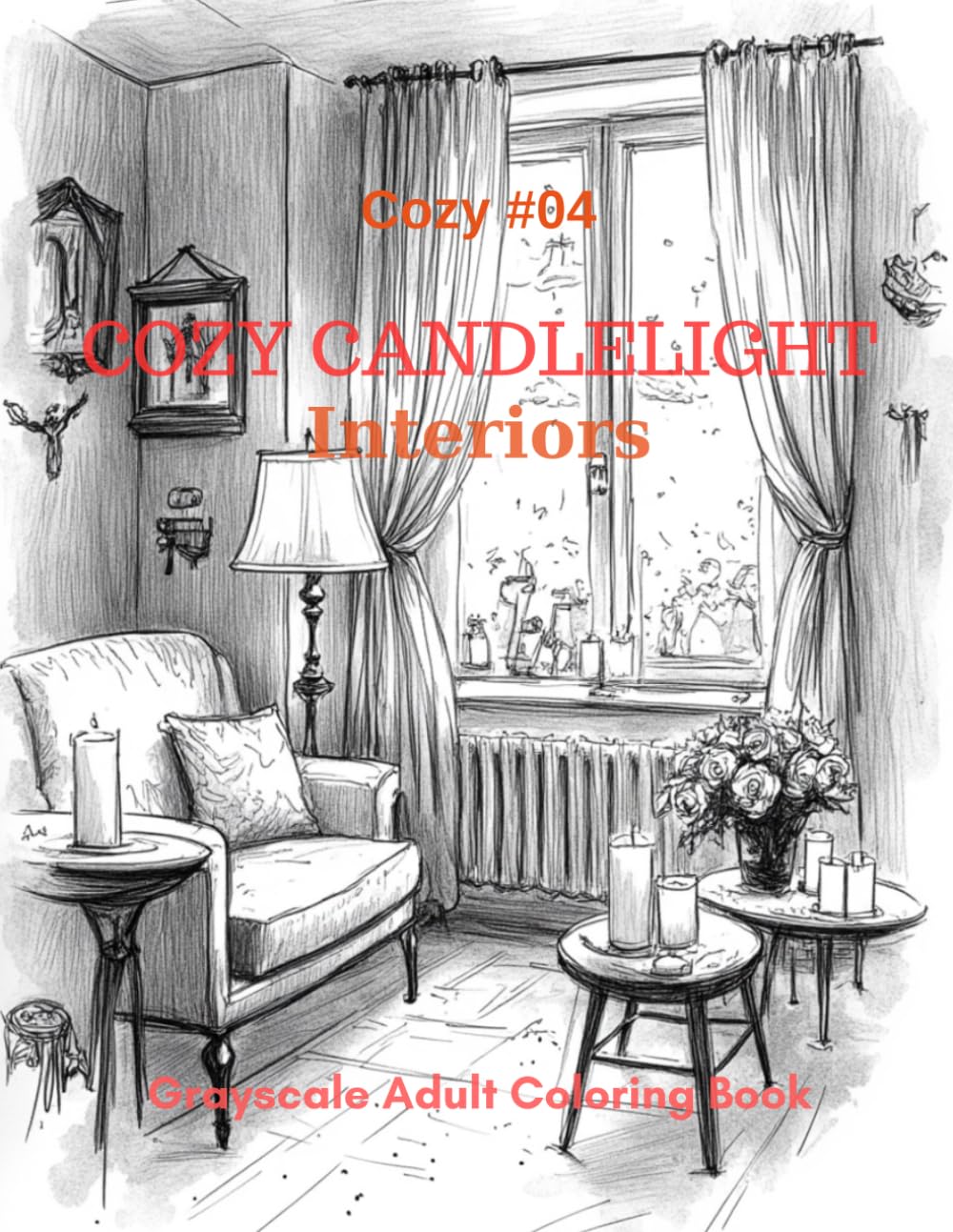 Cozy Candlelight Interiors: A Grayscale Adult Coloring Book for Calm, Comfort, and Cozy Evenings
