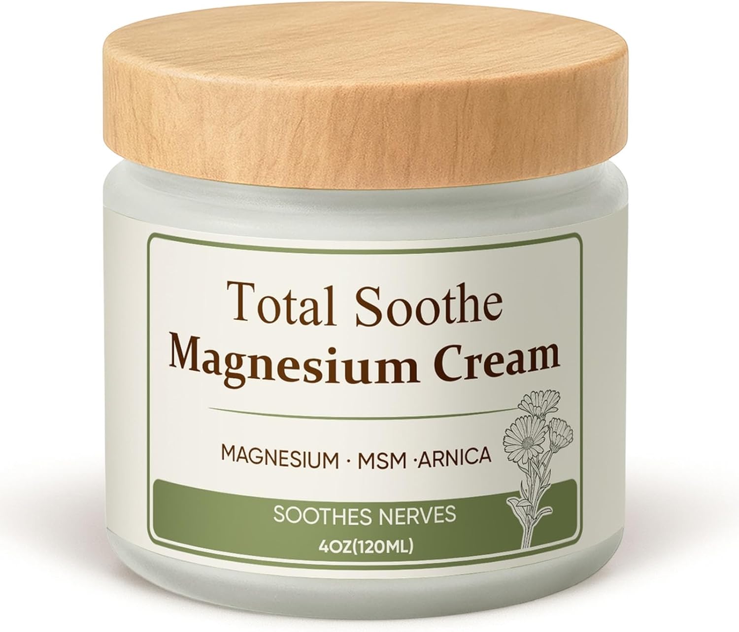 Total Soothe Magnesium Cream - Relief Soothing Nerve Formula for Knees, Joint & Muscle, Magnesium Lotion with Mineral, MSM & Arnica, Fast Absorb, Topical for Back/Feet/Legs Nerves Comfort