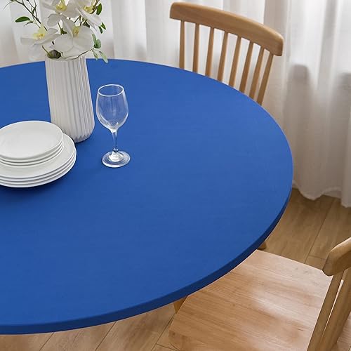 Miniatura 4 de Wolkemer Paquete de 3 manteles redondos ajustables de 5 pies de elastano, elásticos, borde elástico, color negro, para comedor, boda, fiesta,