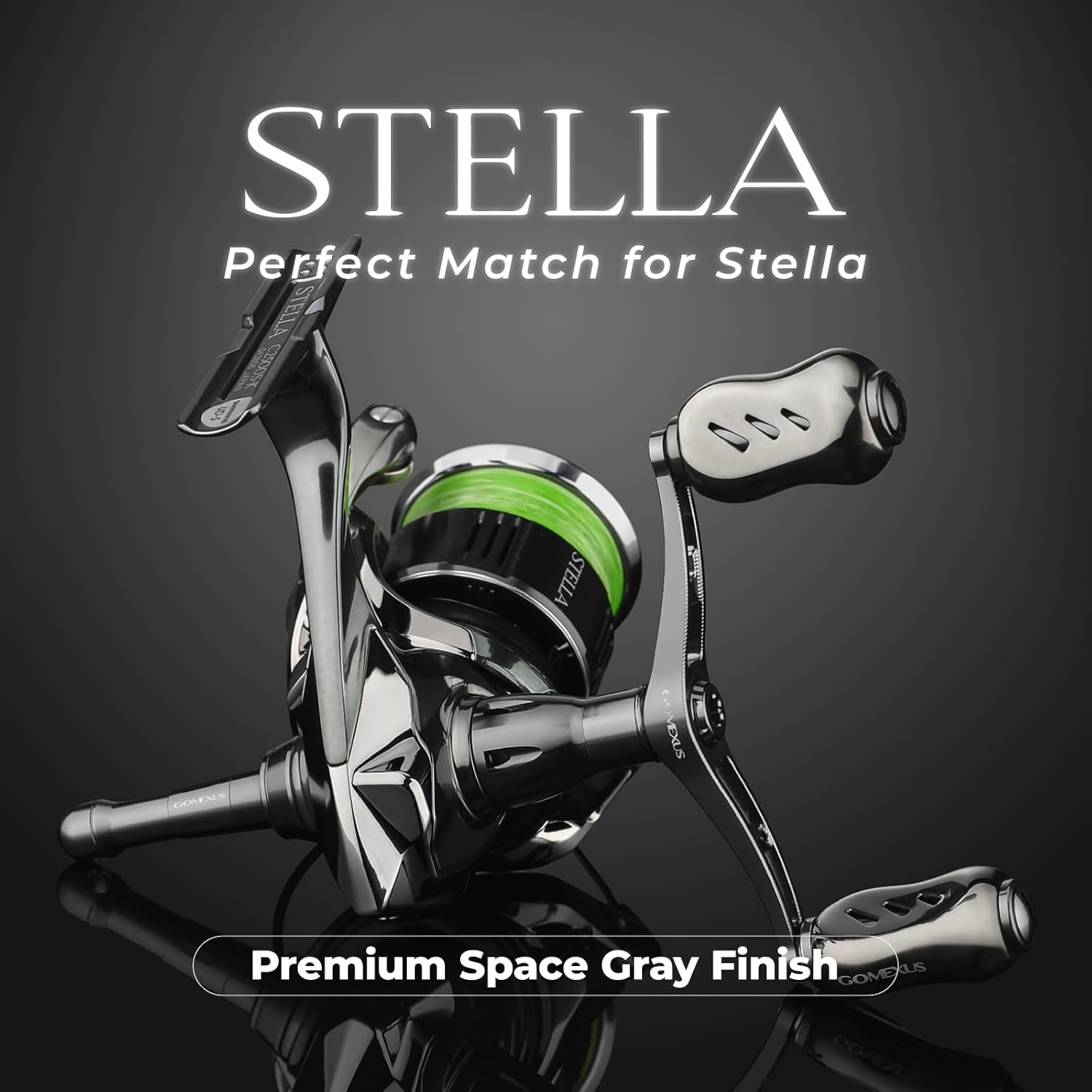 GOMEXUS Power Handle Compatible for Shimano Stradic Vanford Vanquish Stella Twin Power Spinning Reels (Titanium Black, 82mm(for Shimano))