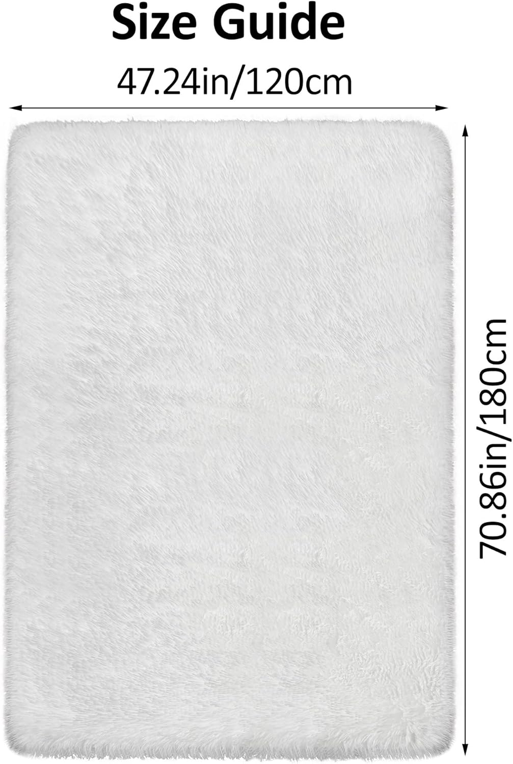 White Fluffy Area Rugs for Bedroom Living Room 4x6 Large Shaggy Soft Fur Throw Rug Non Slip Modern Indoor Furry Floor Carpet Washable Plush Fuzzy Kids Rug for Nursery, Baby, Teen Dorm Room