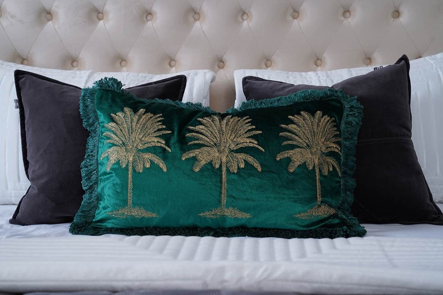 Pan Emirates Home Furnishings Oasis Glam Cushion Cover 40X65 cm-Emerald Green