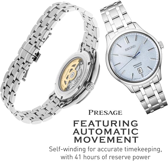 SEIKO SRP53 - Presage Collection - Pattern Stone Blue Dial - Stainless Steel Wristband, Sapphire Crystal Display - 30M Water Resistant, Silver, Mechanical