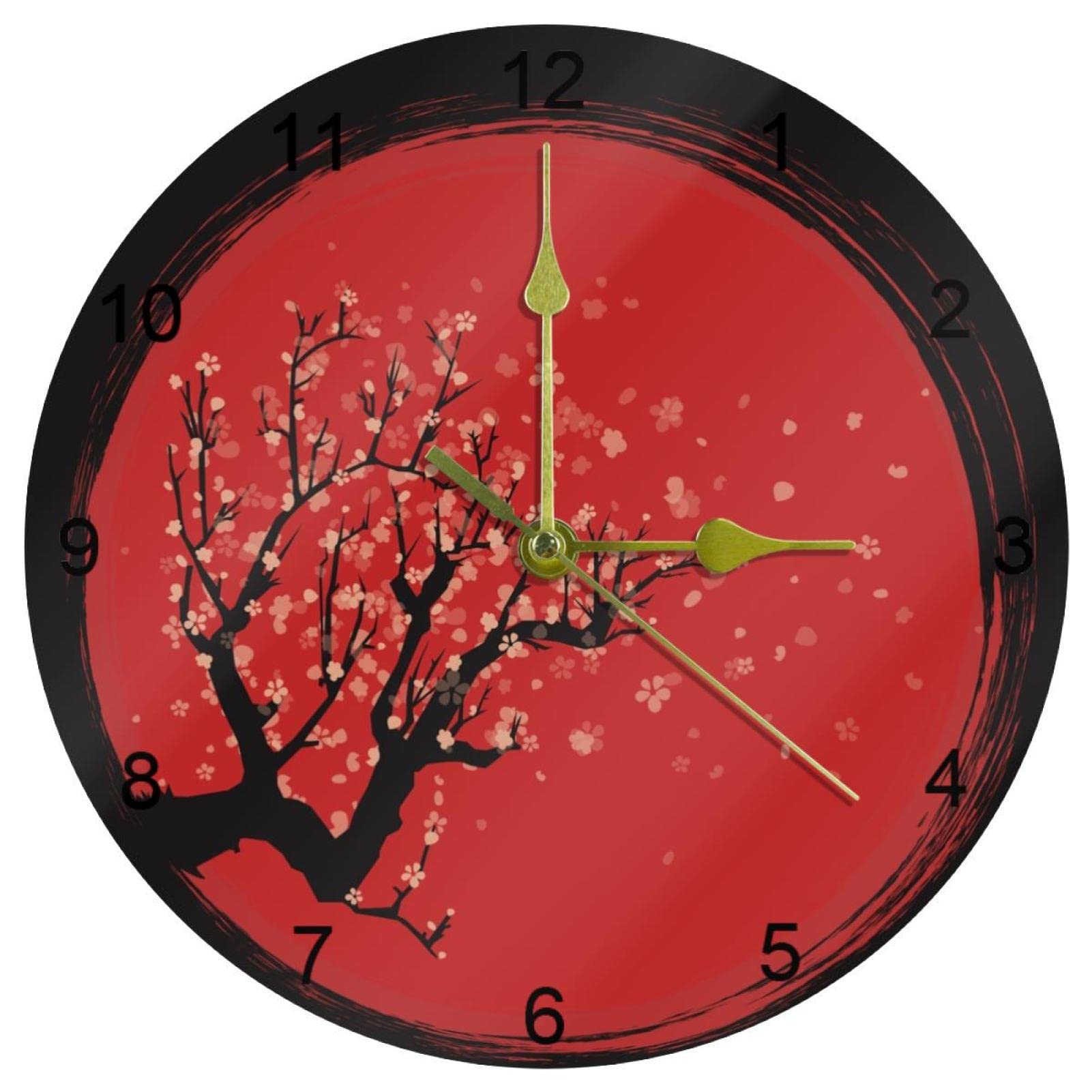 Horloge murale silencieuse sans tic-tac à motif japonais