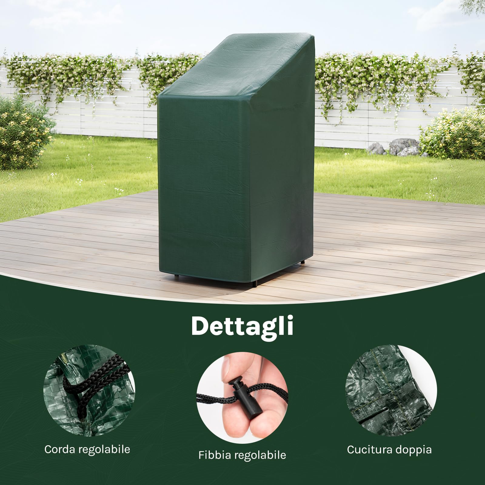 WOLTU Copertura Protettiva per Sedie, Sdraio da Esterno in PE, Copertura per Mobili da Giardino 65x65x120/80 cm Telo Anti-UV idrorepellente Resistente allo Strappo