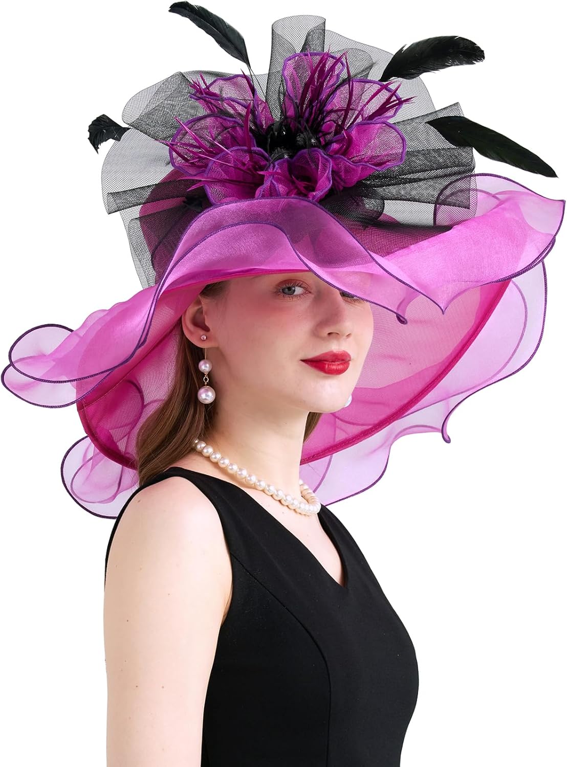 Women's Organza Church Kentucky Hat Fascinato Wedding Cocktail Tea Party Derby Hats Sun Hat