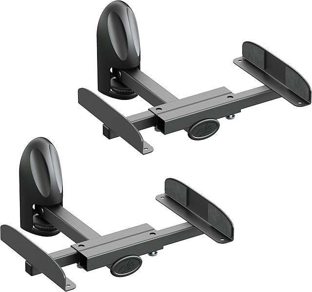 mahara Side Clamping Swivel & Tilt Speaker Mounts Black x2 - Speaker Mount Max 20kg - Speaker Stand Swivels Max 130° & Tilts Max 20° - Clamp Mount for Surround Sound System