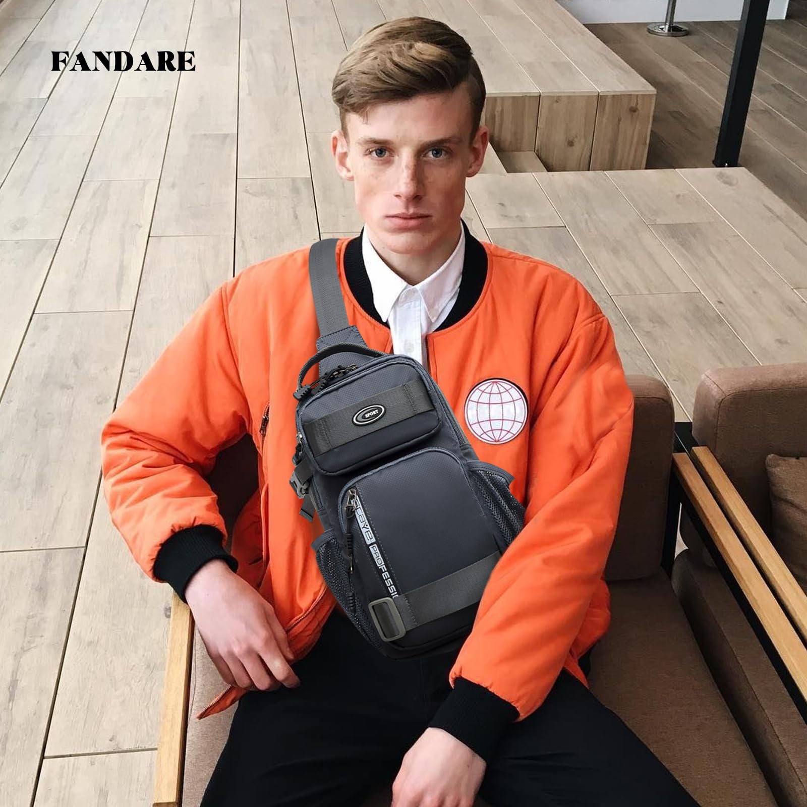 FANDARE Táctical Bolsos Cruzados bolsitos para Hombre Bolsa de Pecho Hombre Bolso Cruzado Hombre Mochila Cruzada Hombre Bandolera Cruzada Hombre Sling Crossbody Bag Bandoleras Gris