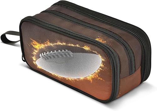 Miniatura 25 de ZAZYXTJ Estuche de gran capacidad con estampado de leopardo azteca occidental, 3 compartimentos, bolsa de lona para maquillaje, para escuela,