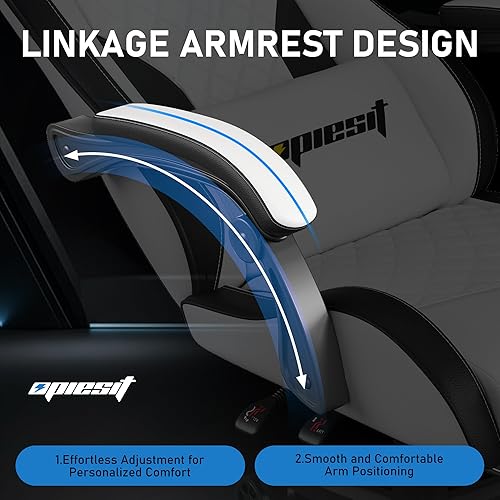 Miniatura 7 de Silla de juegos, sillas ergonómicas de computadora para adultos con reposapiés, silla de oficina de piel PU con soporte lumbar ajustable y cojín de