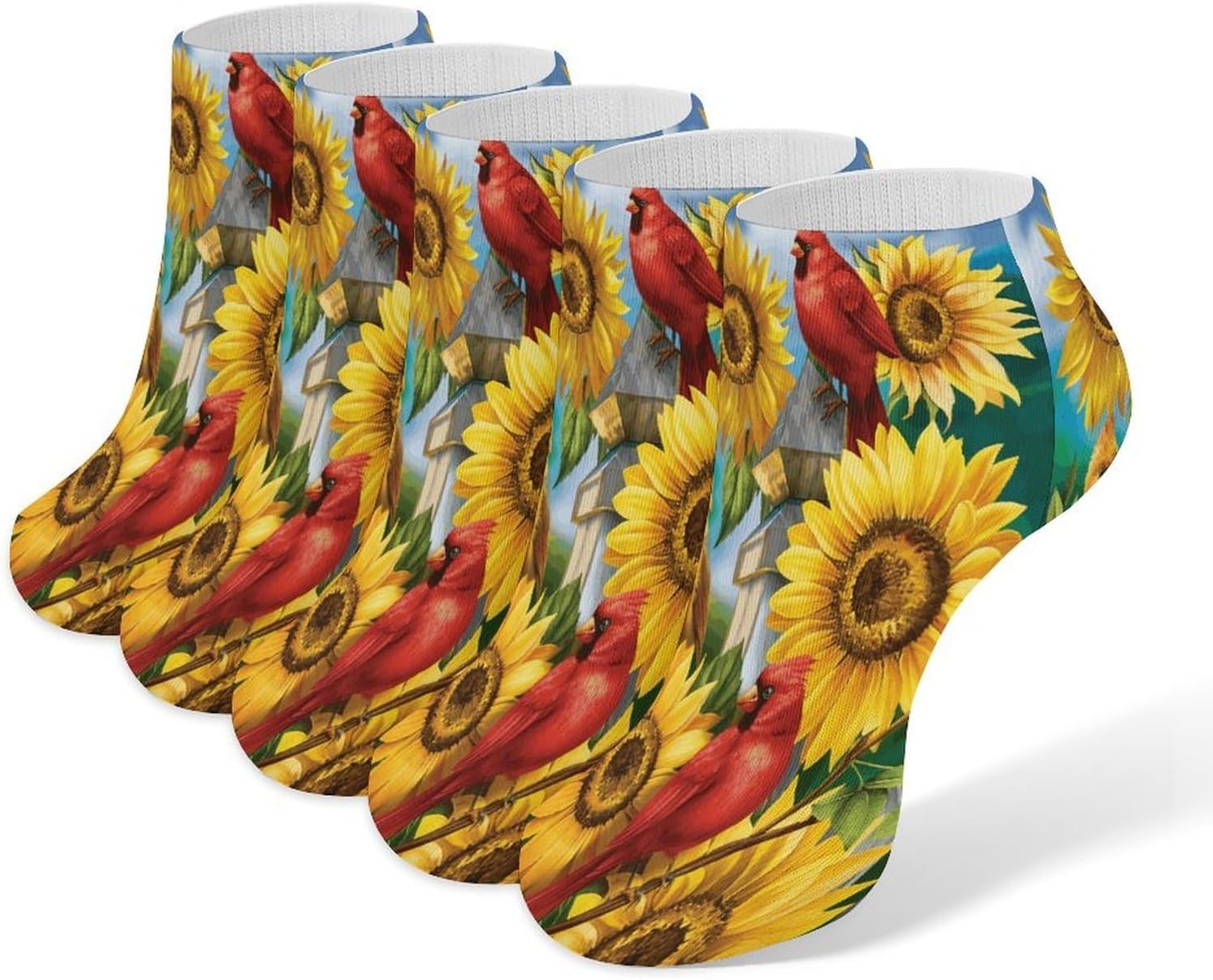 Cardinals And Sunflowers Ankle Sock Low Cut Socks Tube Socks for Sports
