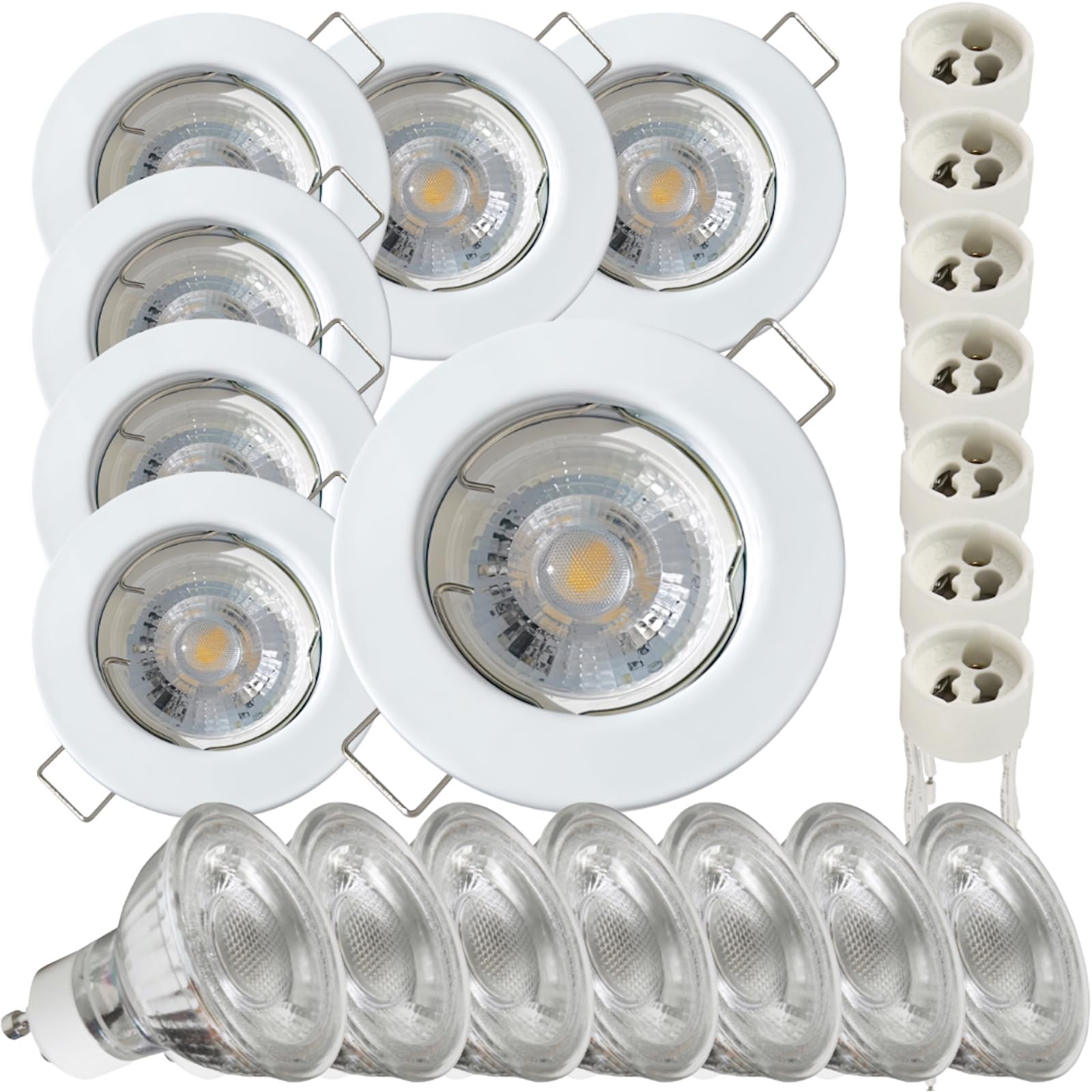 7 Stück LED Einbaustrahler Lotta 230V 3W COB Neutralweiß 4000K | IP20 | Weiß | Kompakte Einbauleuchte | Deckenspot für Wohnbereich