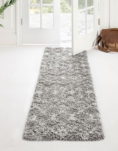 Miniatura 1 de Unique Loom Alfombra marroquí Trellis Shag Collection - Meknes (2 x 5 pies 1 pulgada, grismarfil)