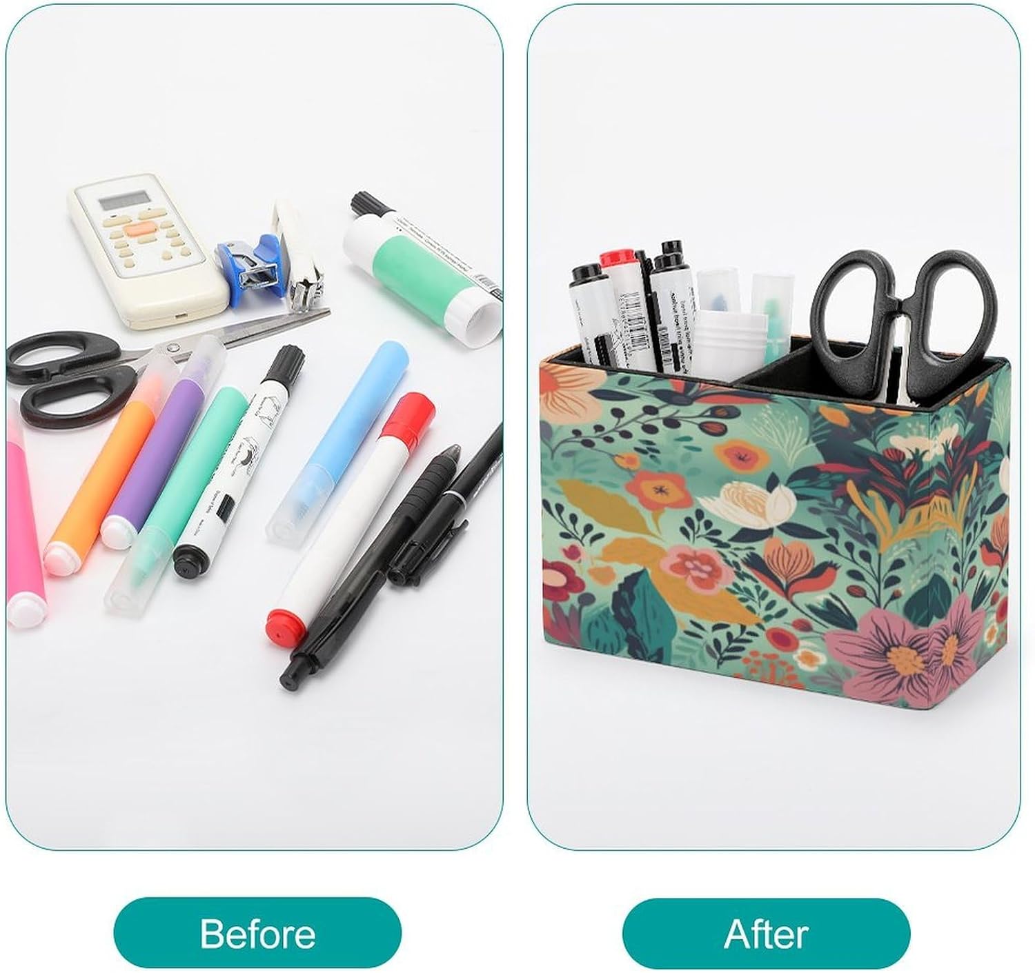 Colorful Floral Pen Holder Desk Organizer for Office Studio image 3