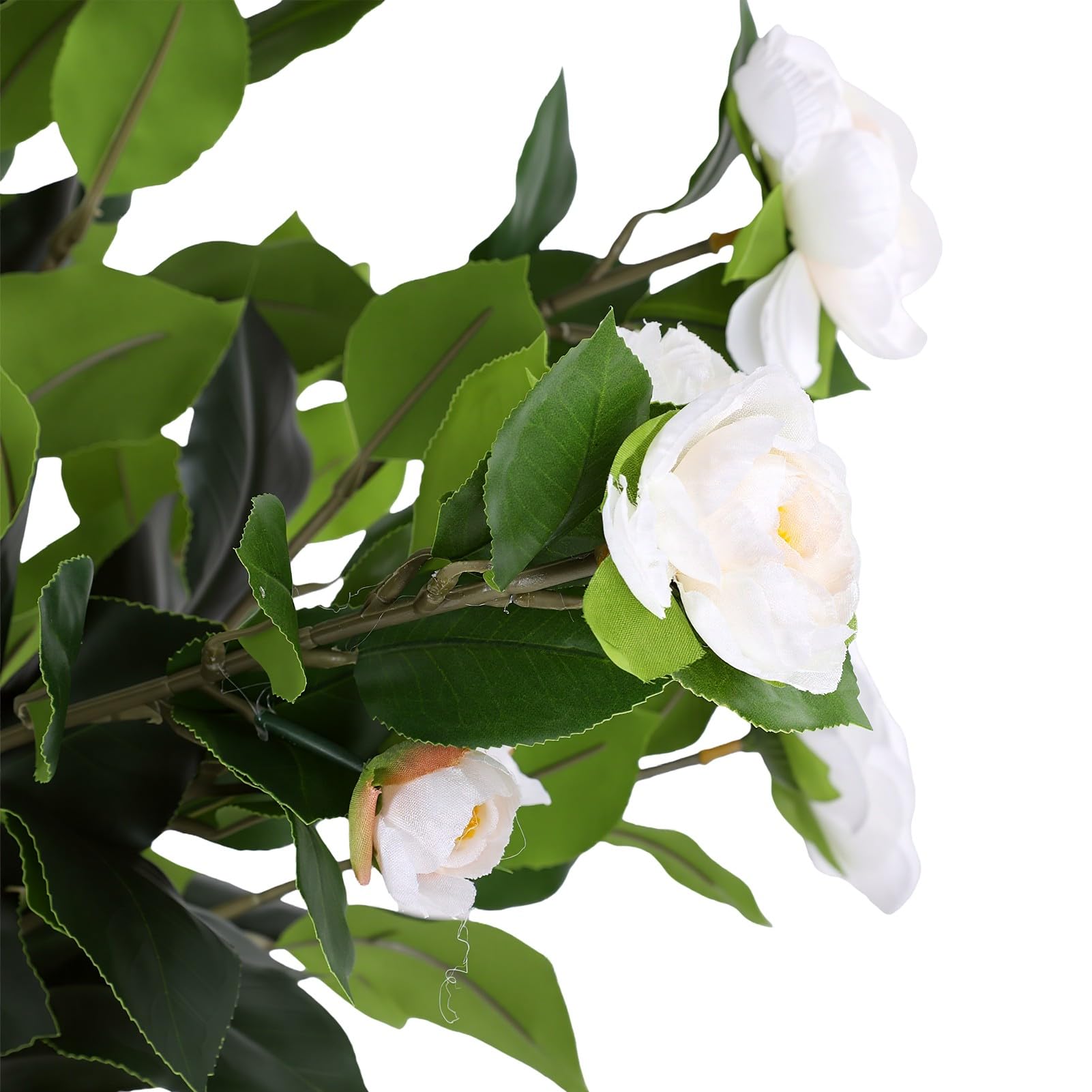 Zerodis Künstlicher Kamelienbaum, Künstliche Kamelienpflanze mit Blühenden Weißen Blüten, Lebensechter Stamm für Drinnen und Draußen, Zuhause, Büro, Wohnzimmer, Dekoration (180cm)