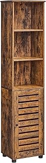 VASAGLE Floor Cabinet, Bathroom Cabinet with 3 Open Compartments and 2 Adjustable Shelves Behind The Door, Storage Cabinet for Living Room, Entrance, Kitchen, Bedroom, Rustic Brown BBK160X01