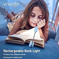Vista 2 de VAVOFO - Luz de lectura recargable para libros para leer en la cama para niños, 7 luces LED de lectura con 9 niveles de luz blanca cálida y fría