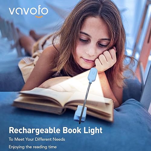 Miniatura 2 de VAVOFO - Luz de lectura recargable para leer, 7 LED con 9 niveles de luz cálida, fría y luz diurna, lámpara para el cuidado de los ojos con
