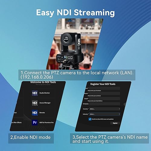 Miniatura 7 de TONGVEO Cámara PTZ de seguimiento automático NDI AI con zoom óptico de 20X, cámara de transmisión en vivo HDMI/SDI/USB3.0 con NDI, ideal para