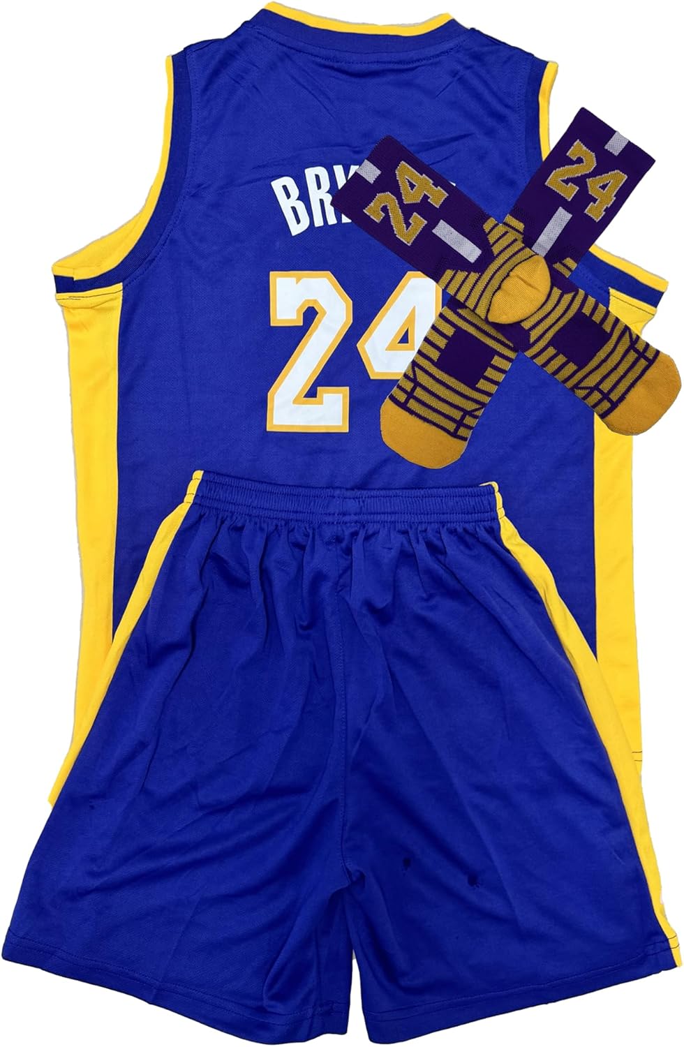 3PC Basketball Jersey Set for Youth Basketball Tank Top + Track Shorts+ Socks Set