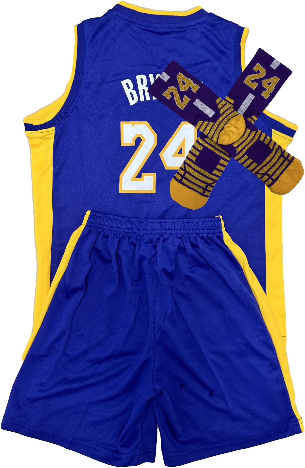 3PC Basketball Jersey Set for Youth Basketball Tank Top + Track Shorts+ Socks Set