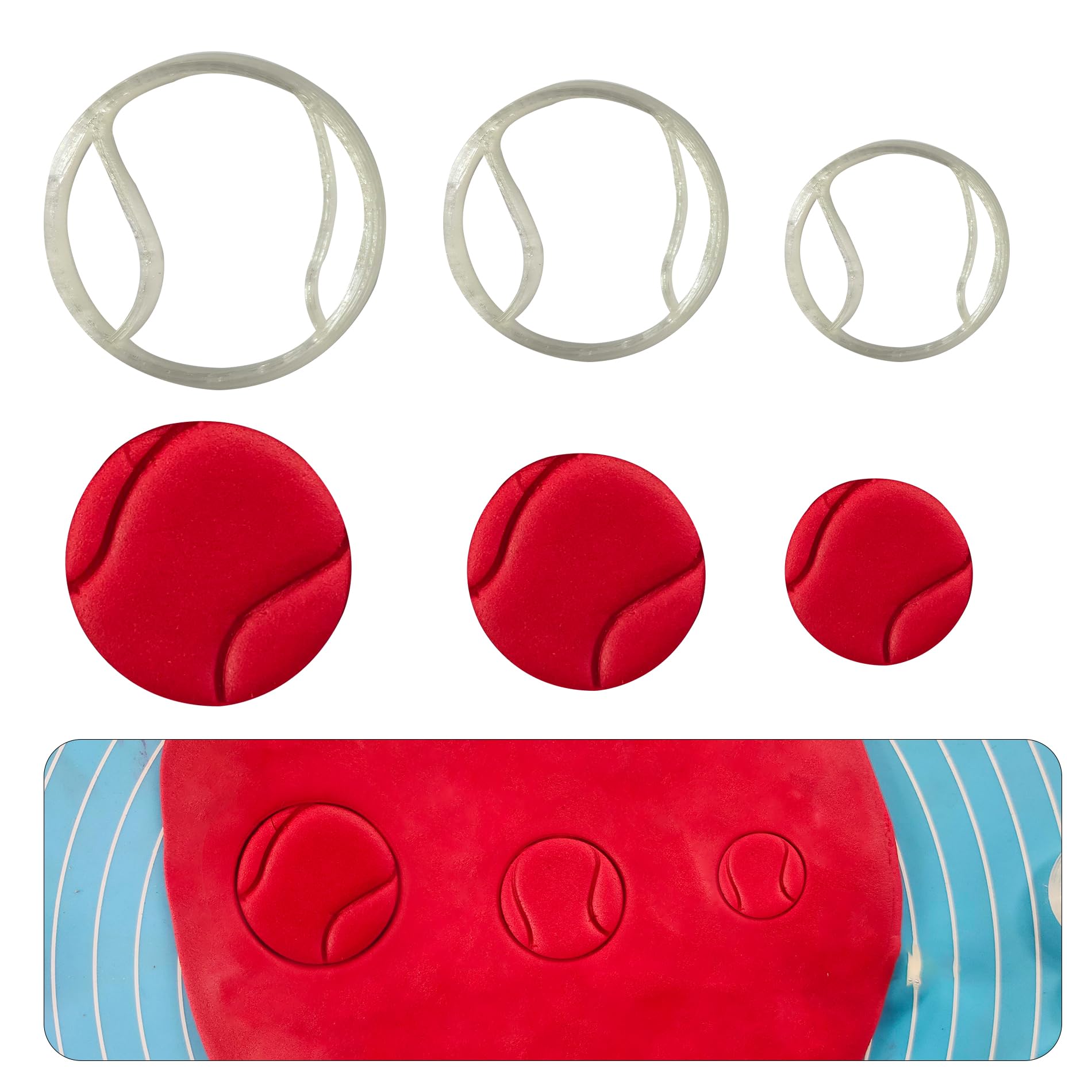 3pcs Tennis Ball Sports-Themed Shape Cookie Fruit Vegetable Sandwich Bread Fondant Biscuit Clay Cake Dough Polymer Cutter Craft Stencil Stamp Jewellery Making Baking & Crafting Tools