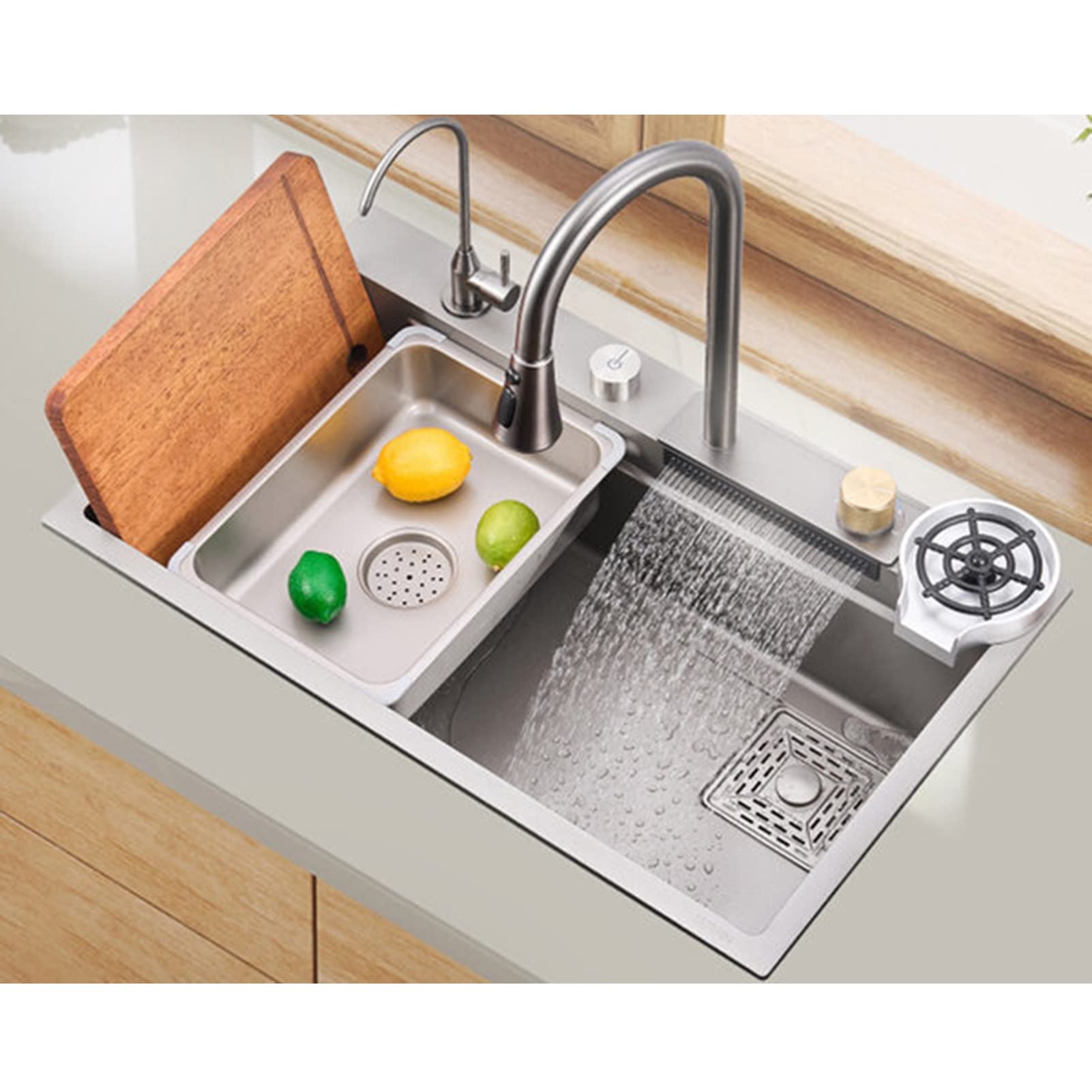 WIQUYBML Kitchen Sink, Single Bowl ​Bar 304 Stainless Steel Grey Drop-in Hardware Undermount, Easy To Clean (Size : 75x45cm)