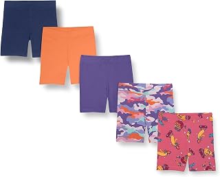 Spotted Zebra Girls' Kids Bike Shorts, 5-Pack Camo Skater, Medium