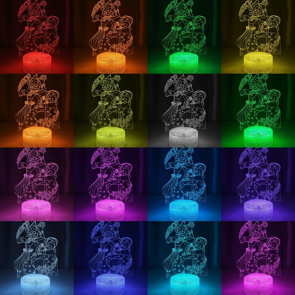 3D Illusion Night Light LED Lamp with Remote Control 16 Color Changing Visual Bedroom Decoration (Smiles 1)