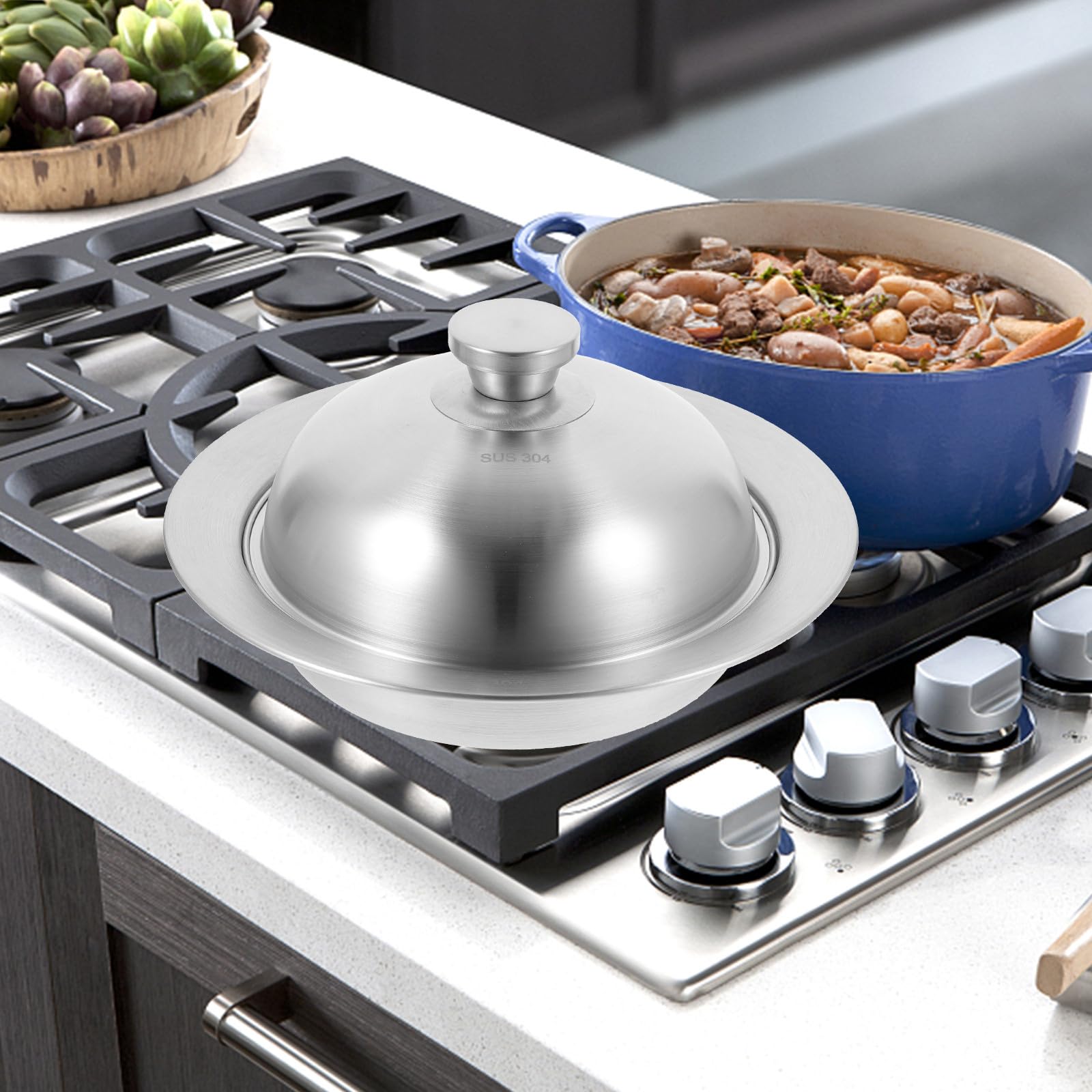 PRETYZOOM Vaporera Resistente a Roturas de Acero Inoxidable con Tapa Multifuncional Diseño Práctico y Ligero Adecuado para Cocinar al Vapor Hogar