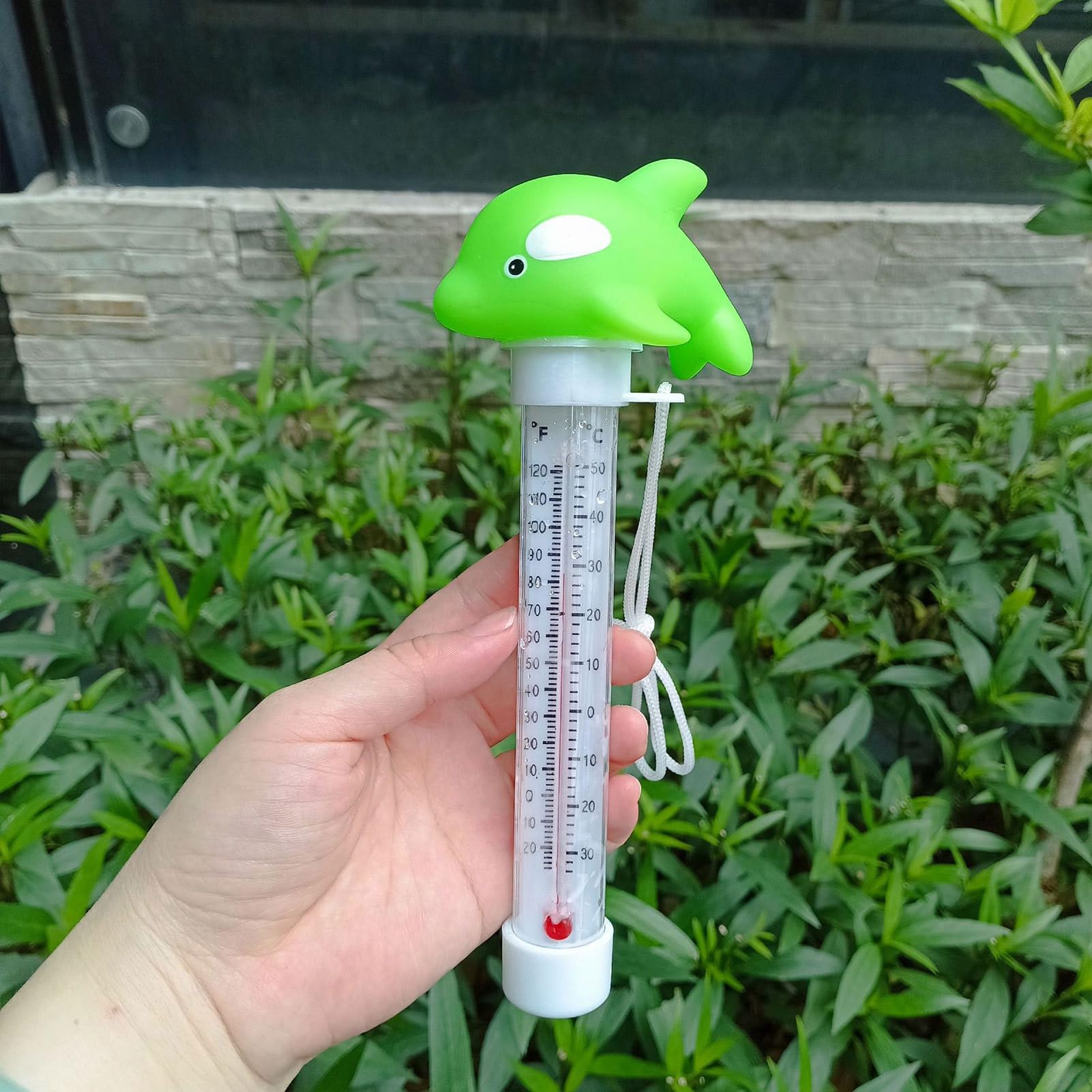 Termometro a piscina galleggiante, tester a temperatura galleggiante per piscina galleggiante animale, letture facili accurate, resistenti alla corda per piscine esterne e interni