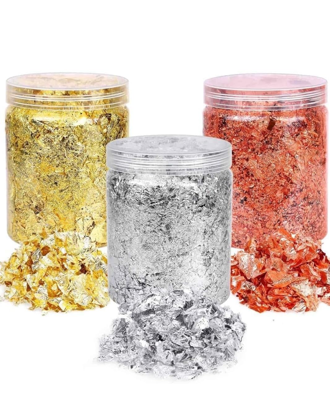 SGLS Gold Foil Flakes for Resin, Art Work, Nails, Painting, Crafts, Slime and Resin, Frame Design Home decoratin Gliding Jewelry Making (Gold, Silver, Copper 3 Colors)