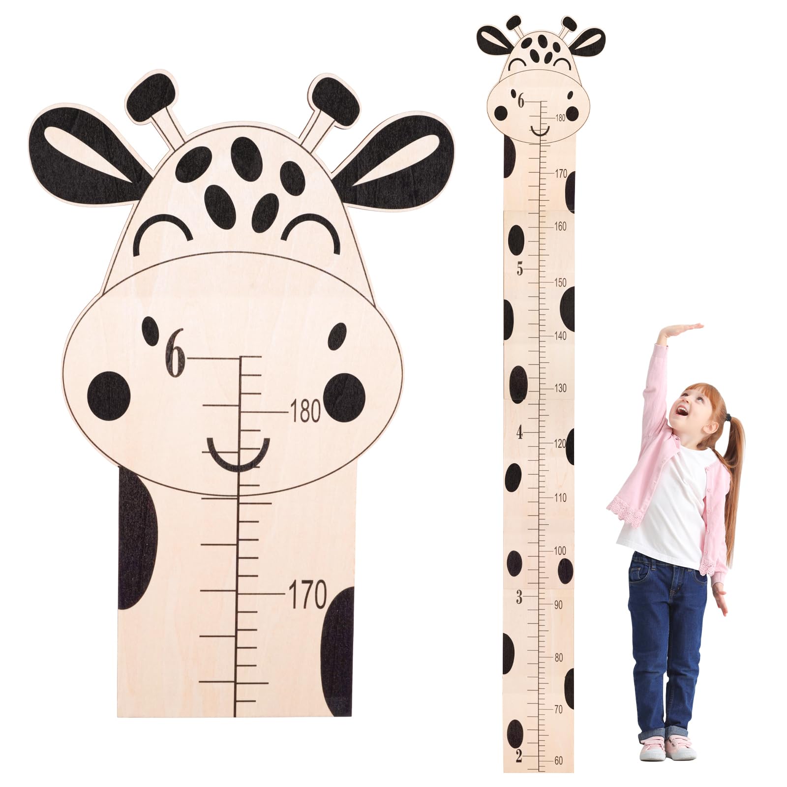 Height Chart for Kids, Wood Growth Chart for Wall, Natural Wood Height Measurement for Wall, Height Ruler Measurement Growth Chart for Kids Room Nursery Wall Decor