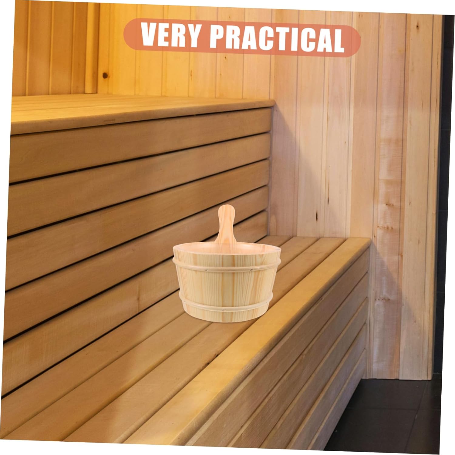 Totority Wooden Bucket Set for Sauna for Temperature Resistant Bathing Accessory for Family and Gym Use Chic Design Comfortable to Hold