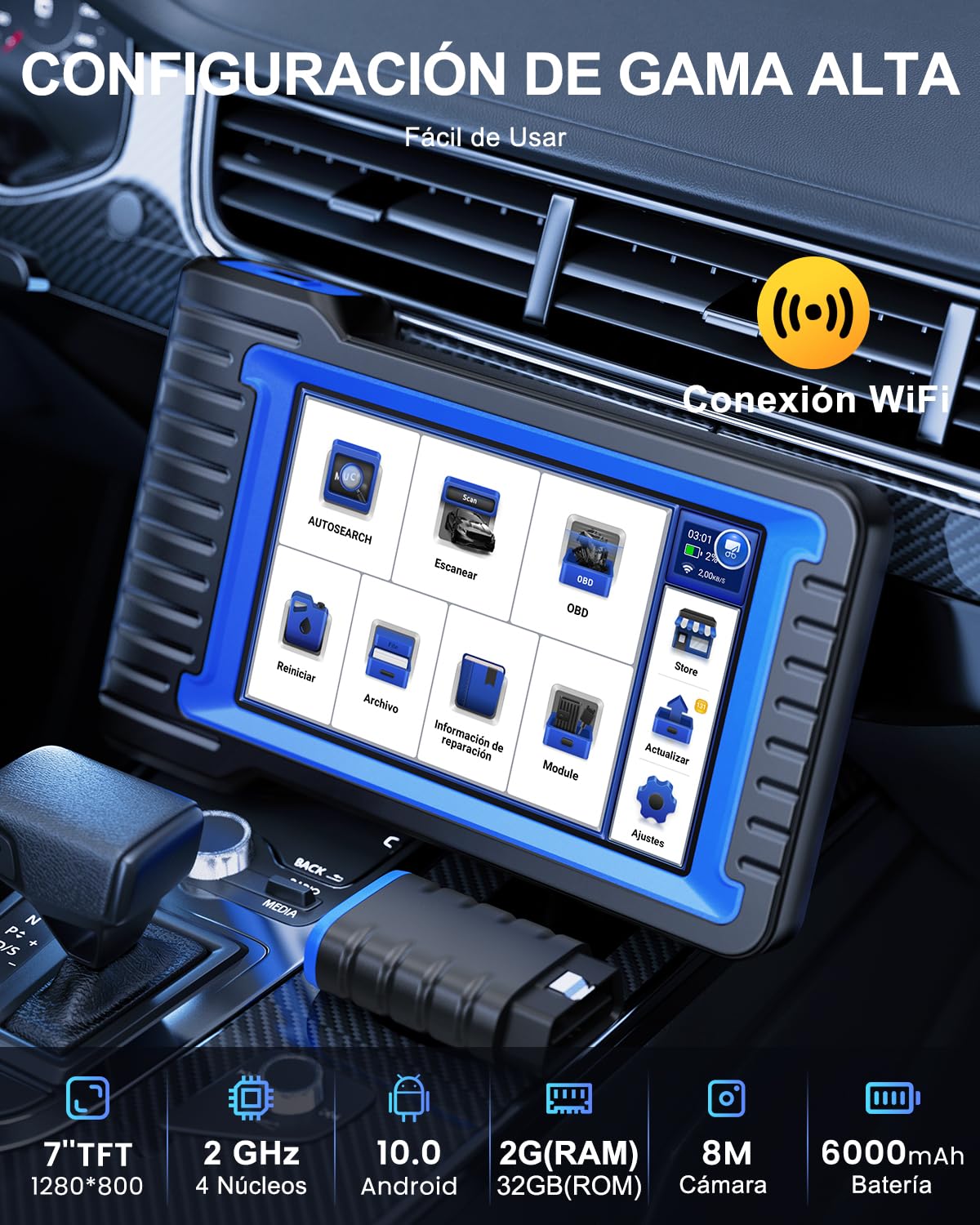 mucar VO7 OBD2 Diagnosis con Diagnóstico Todos Los Sistemas | Y 28+ Funciones De Reinicio, OBD2 Diagnóstico Control Bi-Direccional/Codificación ECU/Función de Prueba Activa