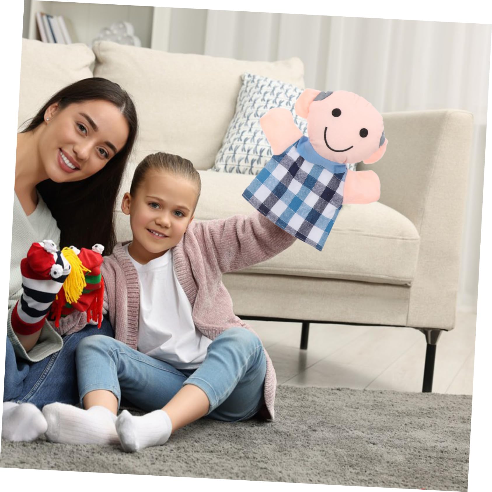 6 Marionetas de Mano Familiares para Niños Pequeños Varios Estilos Tela Ligera, Diseño Creativo Set de 6 Piezas Varios Estilos y Uso en Fiestas o Interacción Familiar