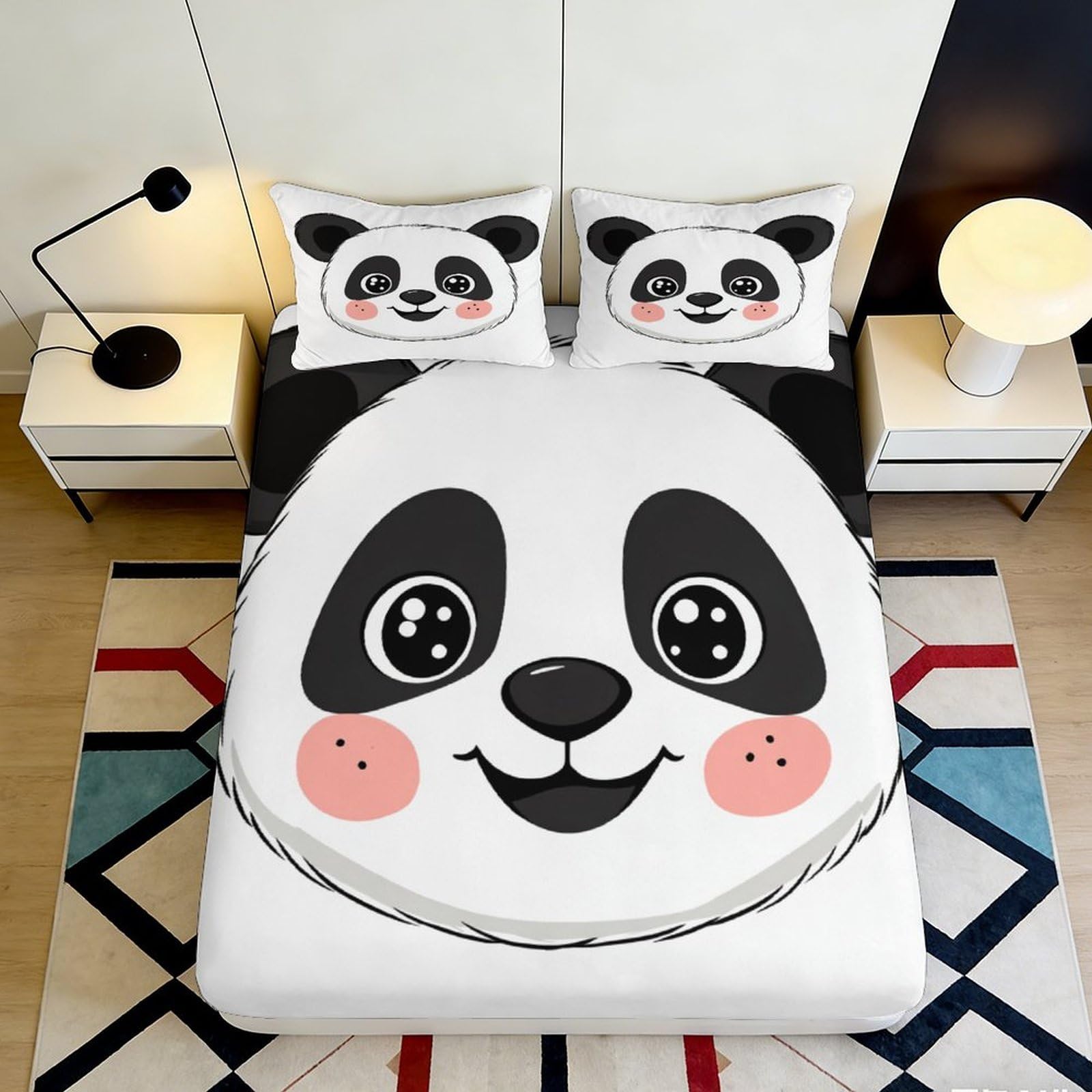 Jqzkxnhpbr Style-6 3D Printed Panda Face Fitted Sheet Microfiber Soft Breathable Panda Cartoon Mattress Cover For Bedroom Guest Room Decor 90X200x25cm