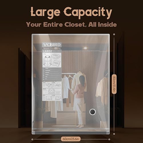 Vista 31 de Bolsas de almacenamiento al vacío para viajes con bomba de aire recargable, paquete de 18 paquetes de compresión de tamaño de mano para equipaje