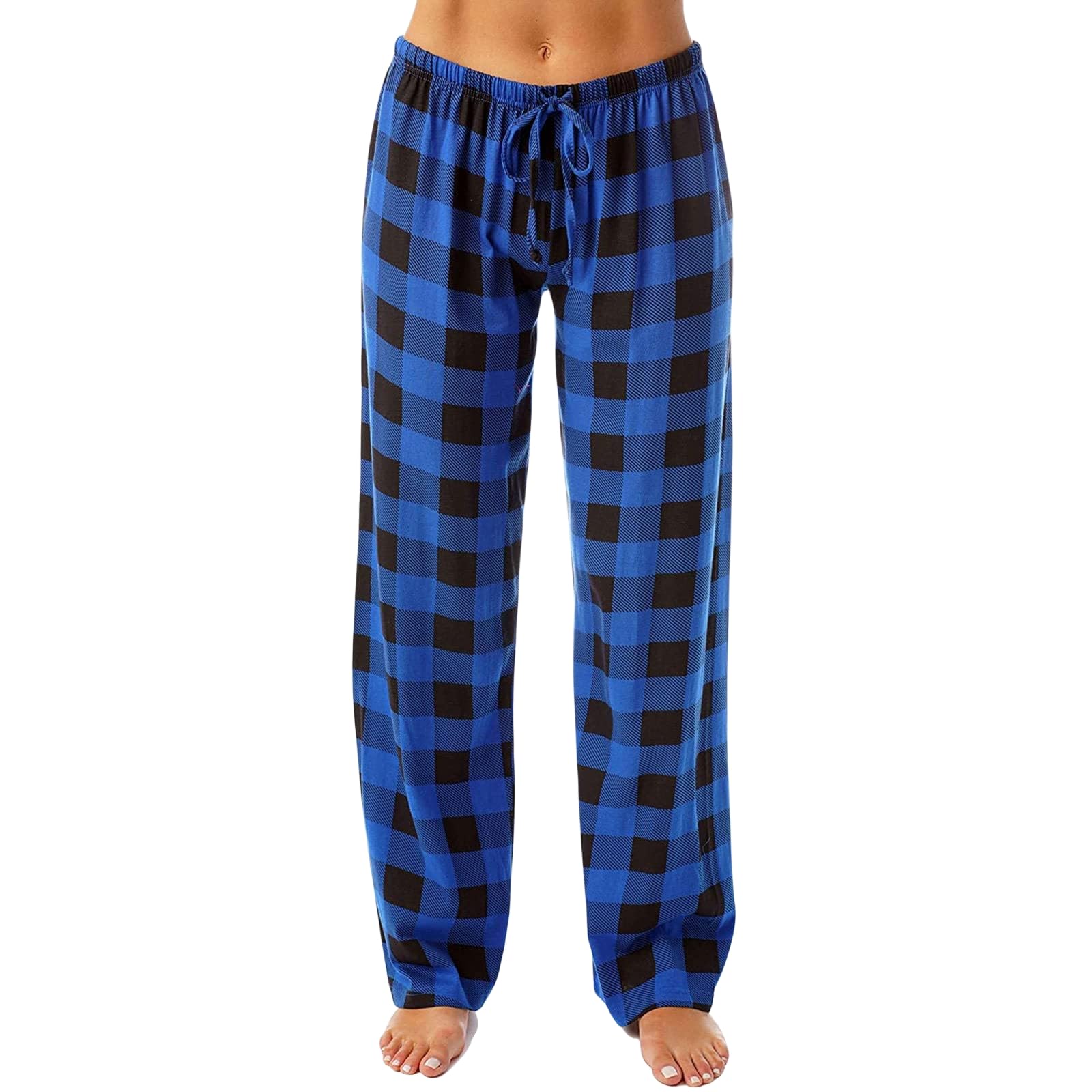 Womens Casual Wide Leg Pants Drawstring Sweatpants Lounge Plaid Floral Print Pant Comfy Stretch Pants