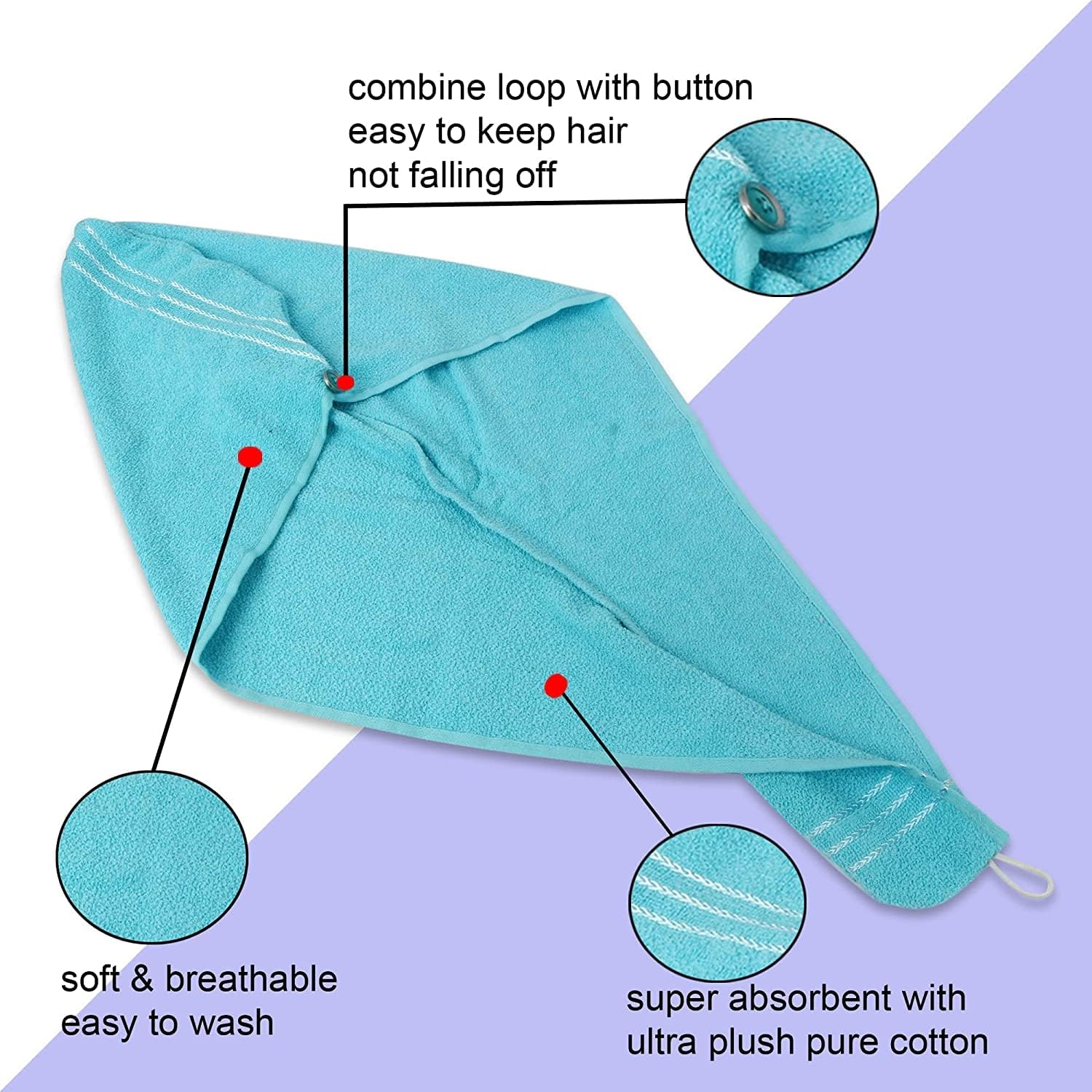 Sohansh Magic Hair Wrap Towel for Quick Drying β Microfiber Hair Drying Turban Towel for Women & Girls, Soft & Lightweight (Pack of 4) 2