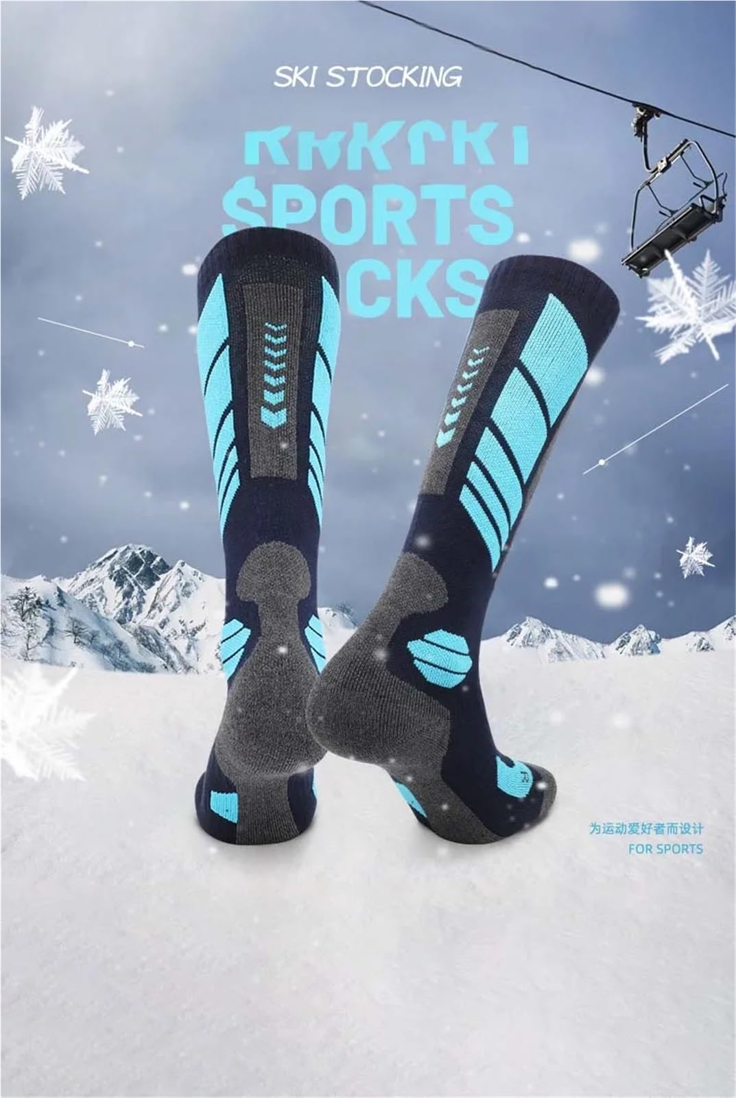 Calze Neve Calzini termici lunghi tubolari for sport all'aria aperta, sci, escursionismo, alpinismo, for uomo e donna(Color 1,M 34-38)