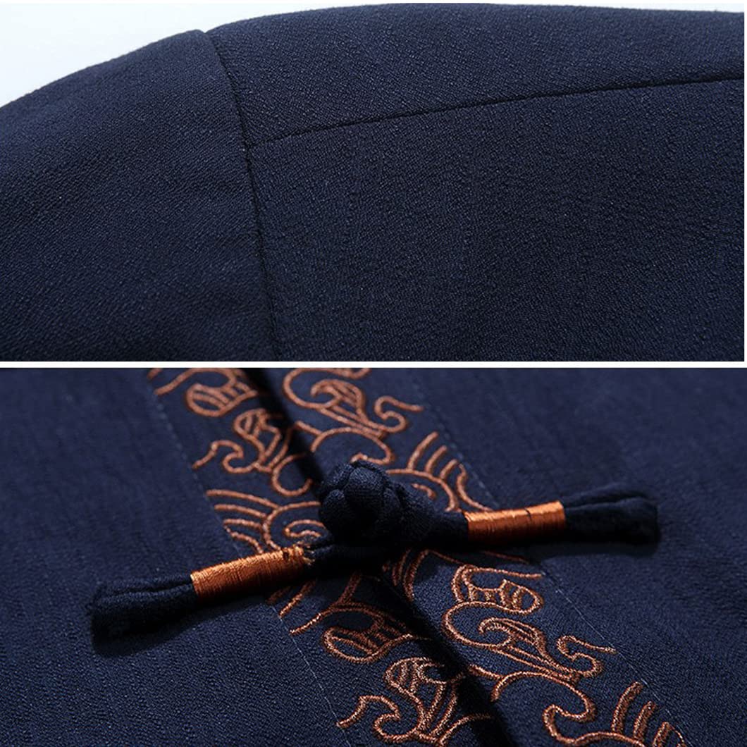 GVILTY Chinesisch traditionelle Langarm Tang Anzug Hanfu für Männer, Stickerei Kung Fu Kleidung Tops Traditioneller alter Kostüm Kampfkunstanzug Taichi Jacke Hemd